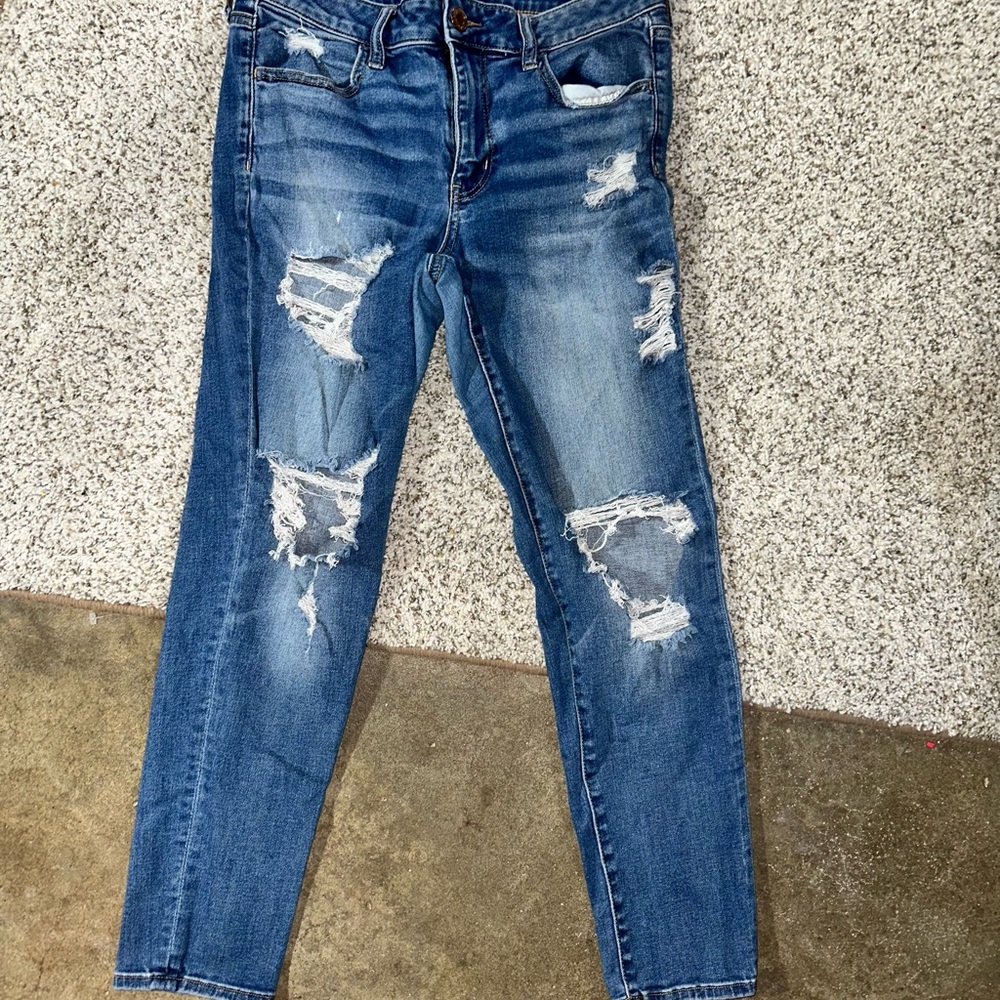 American Eagle Outfitters Ripped Blue Skinny Jeans
